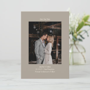 Minimalistisches Taupe Elegantes Hochzeitsslima -  Save The Date