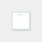 Minimalistisches Teal-Script Zwei-Rahmen-Monogramm Post-it Klebezettel (Vorderseite)