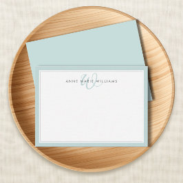 Minimalistisches Teal Zwei-Rahmen-Monogramm Mitteilungskarte