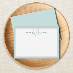 Minimalistisches Teal Zwei-Rahmen-Monogramm Mitteilungskarte