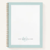 Minimalistisches Teal Zwei-Rahmen-Monogramm Notizblock (Vorderseite)