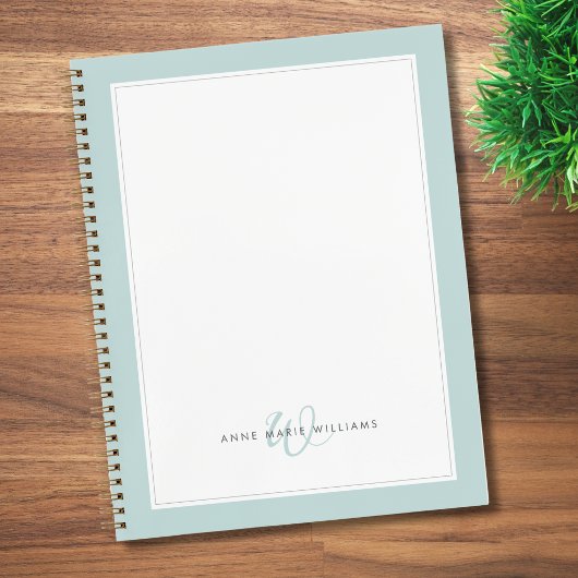 Minimalistisches Teal Zwei-Rahmen-Monogramm Notizblock