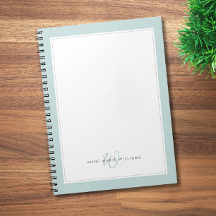 Minimalistisches Teal Zwei-Rahmen-Monogramm Notizblock
