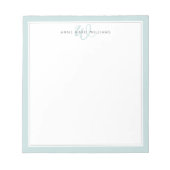 Minimalistisches Teal Zwei-Rahmen-Monogramm Notizblock (Vorderseite)