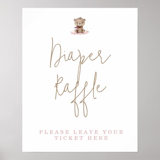 Minimalistisches Teddy Bear Baby Dusche Windelwann Poster (Vorne)