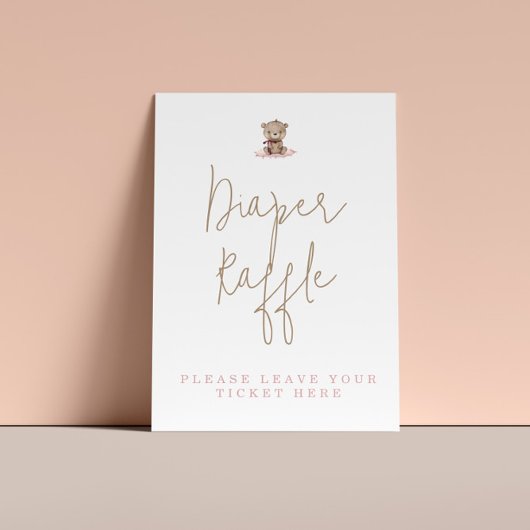 Minimalistisches Teddy Bear Baby Dusche Windelwann Poster