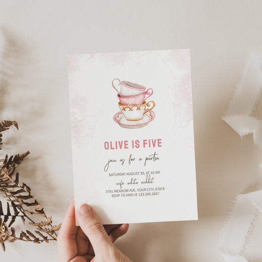 Minimalistisches Tee Party Geburtstagsfeier Einlad Einladung