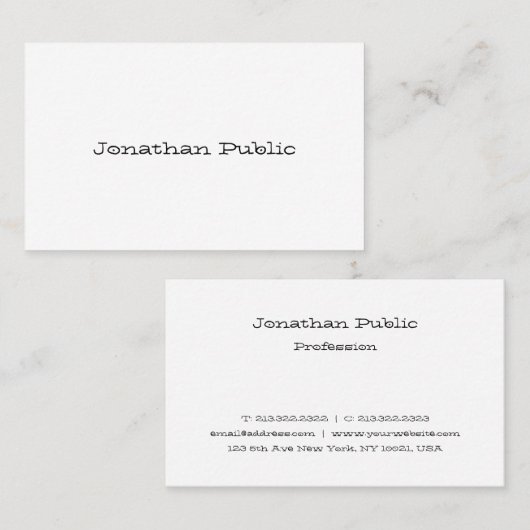 Minimalistisches Template Beruflich Modern Script Visitenkarte (Vorne/Hinten)