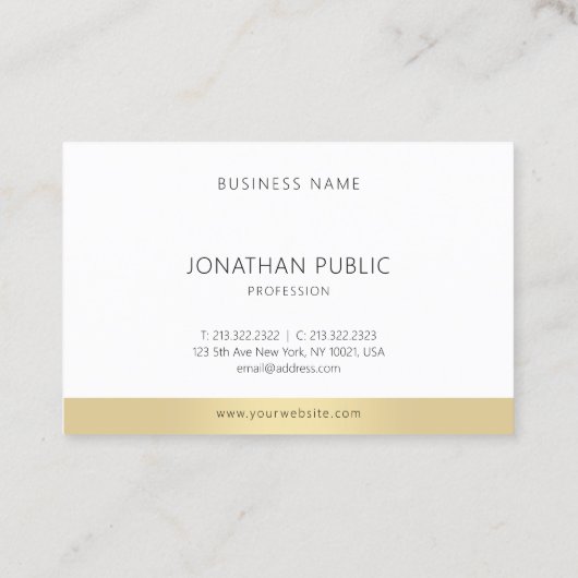 Minimalistisches Template Elegant Gold Weiß Modern Visitenkarte (Rückseite)