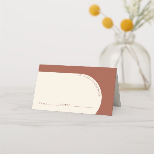 Minimalistisches Terracotta Arch Foto Hochzeitgäst Platzkarte (Vorderseite)