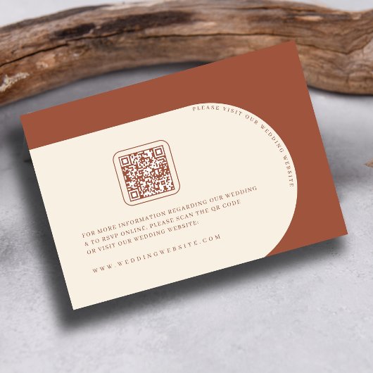 Minimalistisches Terracotta Arch Foto QR & Wedding Begleitkarte