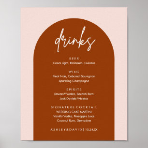 Minimalistisches Terracotta Arch Wedding Drinks Ba Poster