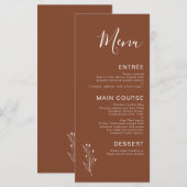 Minimalistisches Terracotta Bohemische Hochzeitsme Menükarte (Vorne/Hinten)