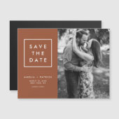 Minimalistisches Terracotta-Foto Save the Date Magneteinladung (Vorne/Hinten)