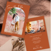 Minimalistisches Terracotta modernes Foto Save the Einladung