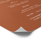 Minimalistisches Terrakotta-Hochzeitsbar-Menü-Post Poster (Ecke)