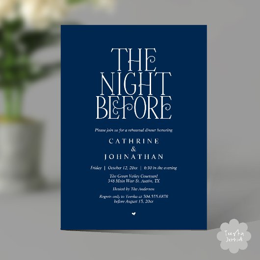 Minimalistisches "The Night Before"-Probedinner Einladung