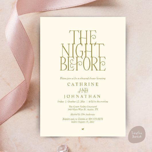 Minimalistisches "The Night Before"-Probedinner Einladung