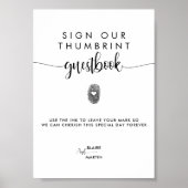 Minimalistisches Thumbprint-Gästebuchzeichen Poster (Vorne)