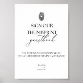 Minimalistisches Thumbprint-Gästebuchzeichen Poster (Vorne)