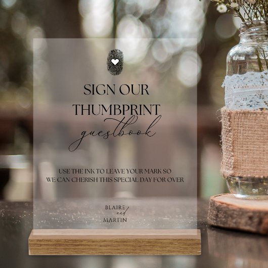 Minimalistisches Thumbprint Hochzeitshaus Acrylschild
