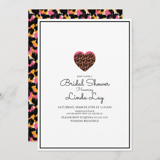 Minimalistisches Tier Cat Cheetah Safari Brautpart Einladung (Vorne/Hinten)