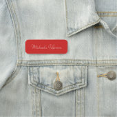 Minimalistisches Tomato Red Chic Handgeschriebene Namensschild (Beispiel)