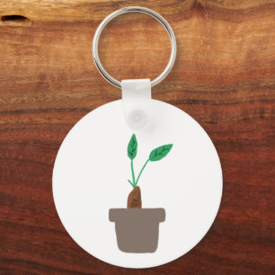 Minimalistisches Topfsprossen-Geschenk für Gärtner Schlüsselanhänger