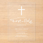 Minimalistisches, transparentes Elegantes Erste Ko Acryleinladungen (Vorderseite)