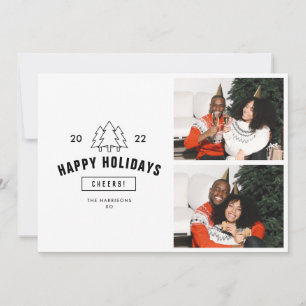 Minimalistisches Tree Happy Holidays Couple Multi- Feiertagskarte
