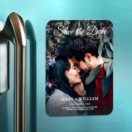 Minimalistisches trendy Foto Save the Date Hochzei Magnet
