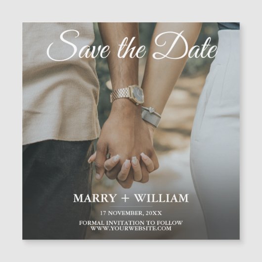 Minimalistisches trendy Foto speichern das Datumsf Magnetkarte (Vorderseite)