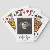 Minimalistisches Trendy Script Couple Foto - Herzs Spielkarten (Rückseite)