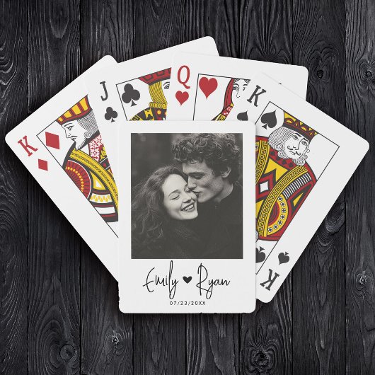 Minimalistisches Trendy Script Couple Foto - Herzs Spielkarten