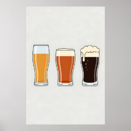 Minimalistisches Trio der Bierbrille - Bier Poster