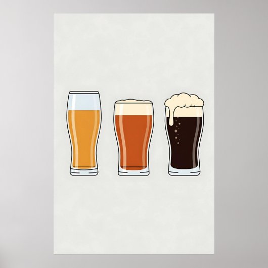 Minimalistisches Trio der Bierbrille - Bier Poster (Vorne)
