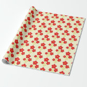 Minimalistisches Trio roter Blumen Design Geschenkpapier (Ungerollt)