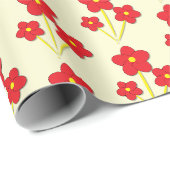 Minimalistisches Trio roter Blumen Design Geschenkpapier (Rolleneckpunkt)
