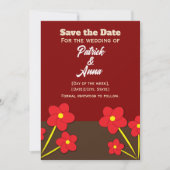 Minimalistisches Trio roter Blumen Design Save The Date (Vorderseite)