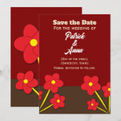 Minimalistisches Trio roter Blumen Design Save The Date (Vorne/Hinten)