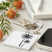 Minimalistisches Tropical-Palmbaum-Silhouetten-Kun Schlüsselanhänger (Vorderseite rechts)