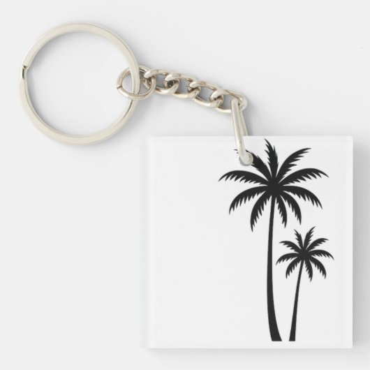 Minimalistisches Tropical-Palmbaum-Silhouetten-Kun Schlüsselanhänger (Vorderseite)