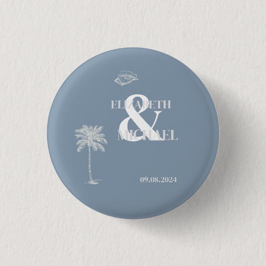Minimalistisches tropisches Hochzeitstod Button (Vorderseite)