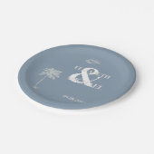 Minimalistisches tropisches Hochzeitstod Pappteller (Schrägansicht)