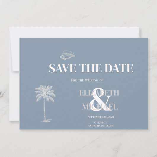 Minimalistisches tropisches Hochzeitstod Save The Date (Vorderseite)