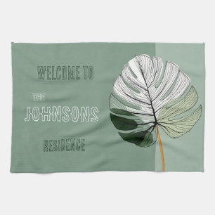 Minimalistisches tropisches Leaf mit benutzerdefin Geschirrtuch