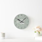 Minimalistisches tropisches Minengrün Runde Wanduhr (Zuhause)