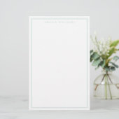 Minimalistisches Türkis-Monogramm mit zwei Rändern Briefpapier (Stehend Vorderseite)