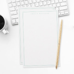 Minimalistisches Türkis-Monogramm mit zwei Rändern Briefpapier