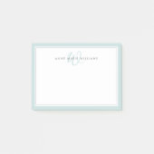 Minimalistisches Türkis-Script-Zweirand-Monogramm Post-it Klebezettel (Vorderseite)